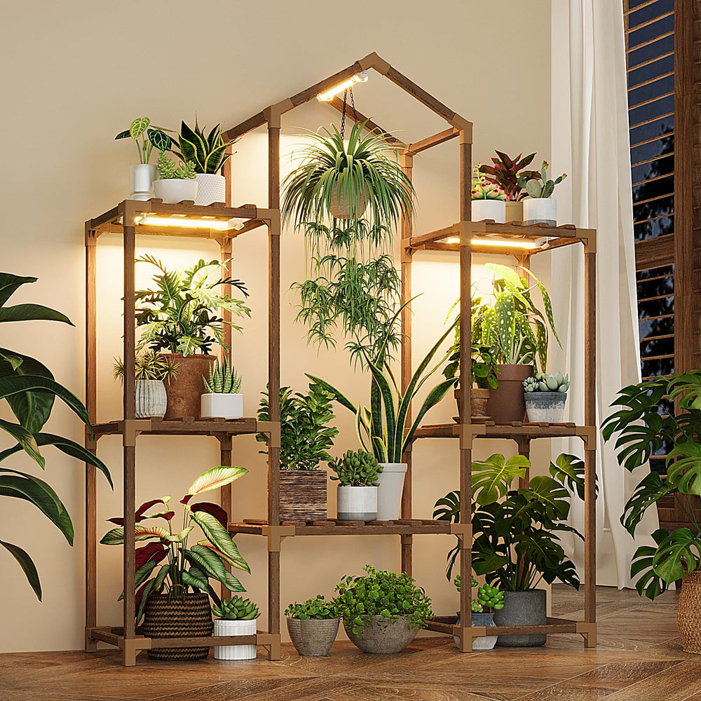 Bamworld Indoor Plant Stand with Grow Lights front view