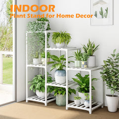 Bamworld Indoor Plant Stand with plants displayed on balcony