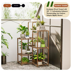 Bamworld Plant Stand in a living room corner with plants