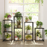 Bamworld plant stand set of four black metal shelves
