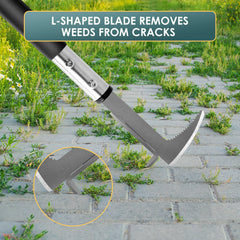 BARAYSTUS Crack Weeder in use on paving stones