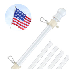 Barcetine 5ft white flag pole front view with adjustable length