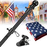Barcetine Flag Pole Kit with 3x5 US flag and black flagpole