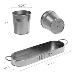 Barnyard Designs decorative planter with fresh herbs like basil and rosemary