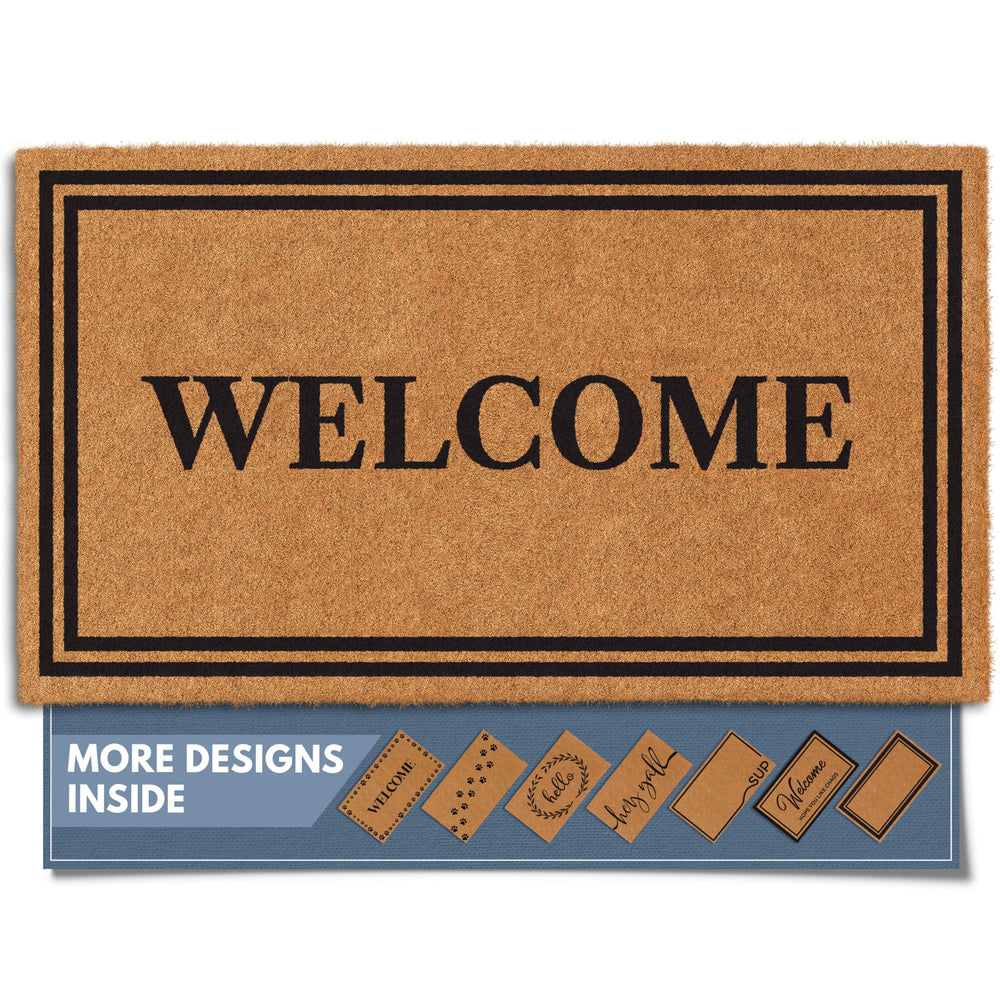 Barnyard Designs Natural Coco Coir Doormat front view, Welcome