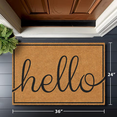 Barnyard Designs Natural Coco Coir Doormat in a porch setting