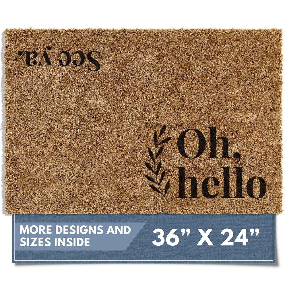Barnyard Designs Oh Hello Doormat front view 36x24 inches