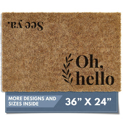 Barnyard Designs Oh Hello Doormat front view 36x24 inches