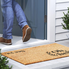Barnyard Designs Oh Hello Doormat in outdoor setting