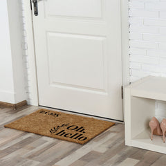 Barnyard Designs Oh Hello Doormat in outdoor setting