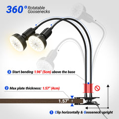 Barrina grow light showing adjustable gooseneck in use