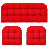 Barydat 3 Pack Wicker Cushion set, red cushions with tufted design