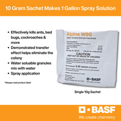 BASF Alpine WSG insecticide side view with dosage instructions