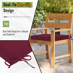 Basic Beyond Outdoor Chair Cushions arranged on a garden bench