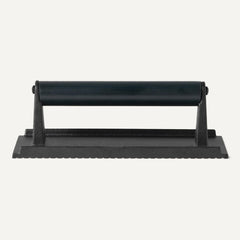 Basics Burger Press in use on a grill with patties