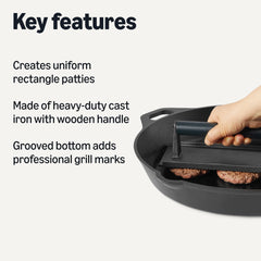 Basics Burger Press side view showing grooved bottom