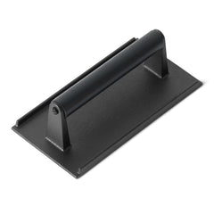 Basics Cast Iron Burger Press front view with wooden handle