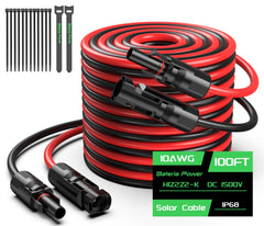 Bateria Power 100FT 10AWG Solar Panel Extension Cable black
