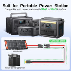 Bateria Power Solar to XT60 Extension Cable 50FT connectors close-up