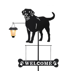 BAYN Solar Labrador Welcome Sign with lantern front view