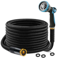 BazeSync Garden Hose 25FT with 10-function nozzle in black