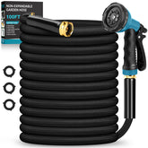 BAZOLOTA 100FT garden hose in blue black with nozzle
