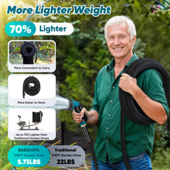 BAZOLOTA Garden Hose 100FT with nozzle attached