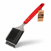 BBQ-Aid Grill Brush 16 Inch red ergonomic handle front view