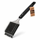 BBQ-Aid Grill Brush black model front view with ergonomic handle