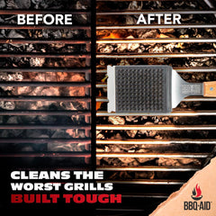 BBQ-Aid heavy-duty grill brush replacement head close-up