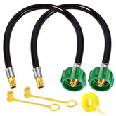 BBQHKCX 15 inch RV propane hose front view with fittings