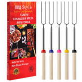 BBQStyle Marshmallow Roasting Sticks front view with colourful handles