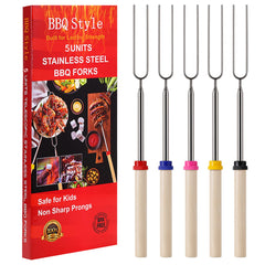 BBQStyle Marshmallow Roasting Sticks front view with colourful handles
