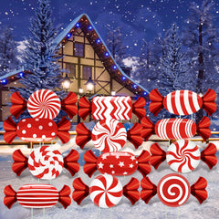 BBTO Candy Cane Yard Signs displayed in garden