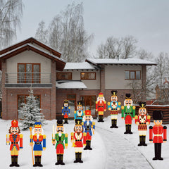 BBTO Christmas Nutcracker Yard Sign displayed in a garden setting