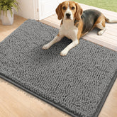 Bcoimo Dog Door Mat 36"x24" gray chenille front view