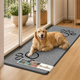 Bcoimo Dog Door Mat 60"x24" in Heather Gray with Paw Design - Front View