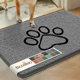 Bcoimo Dog Door Mat gray with paw design, front view