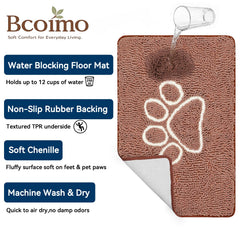 Bcoimo dog mat in laundry room near a doorway