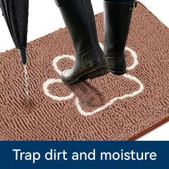 Bcoimo Dog Mat placed at an entryway with muddy paws