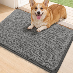Bcoimo Super Absorbent Dog Door Mat 30x20 gray front view