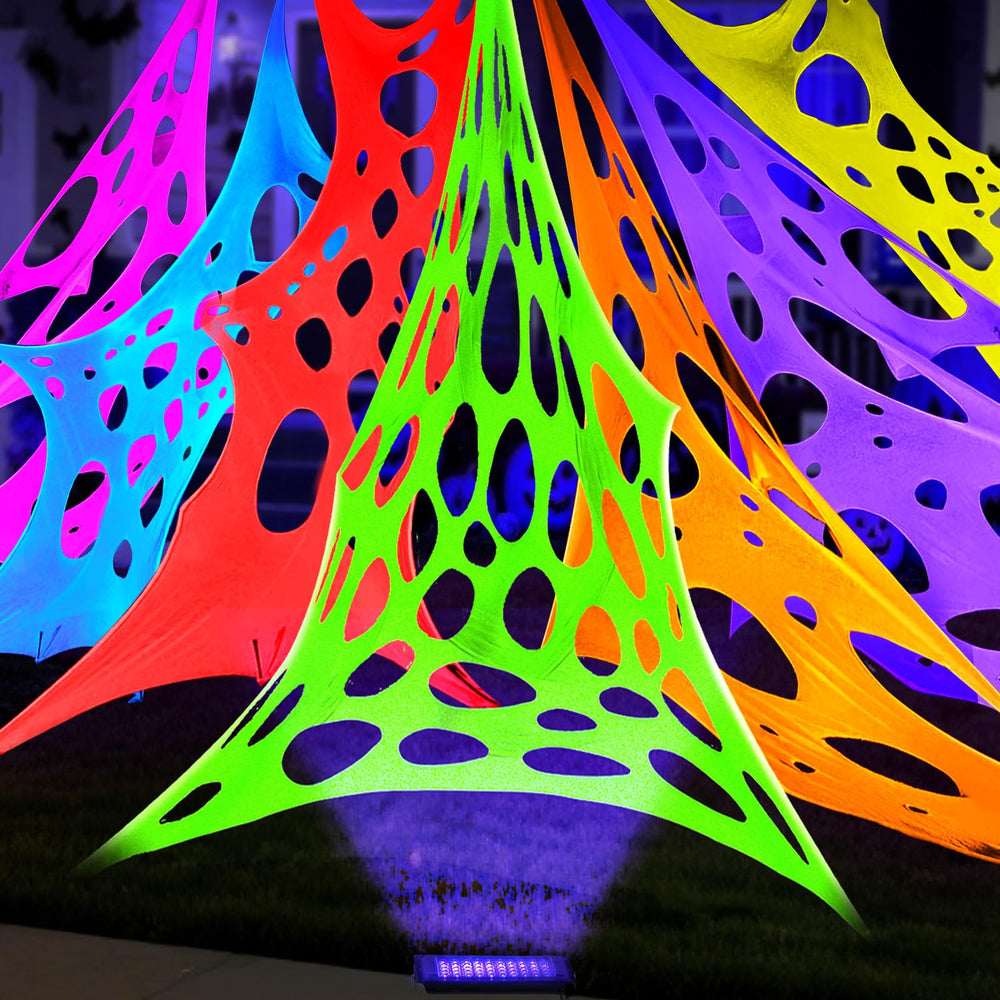 BEABOO Glow in the Dark Spider Web with black light setup
