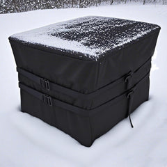BeadChica Pool Heater Cover front view, black fabric
