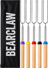 BEARCLAW S'mores Sticks 32-inch telescoping fork set with wooden handles