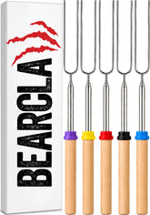 BEARCLAW Smores Sticks 32-inch silver roasting fork front view