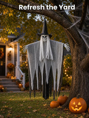 Bearhug Halloween Hanging Ghost Decoration front view in black