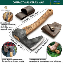 BeaverCraft Bushcraft Hatchet AX6 side view showing bearded design