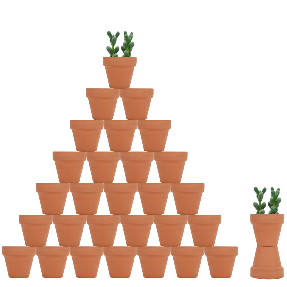 Becory 32pcs Mini Terracotta Pots 2 Inch with saucers