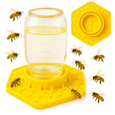 Bee watering station in orange color with honeycomb surface