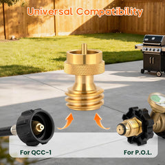 BEEDEFUL Propane Tank Adapter side view with 1lb propane canister